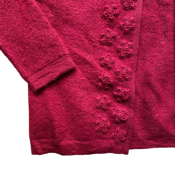 MFH Knits Peruvian Alpaca Wool Cardigan Embroidered Floral Holiday Grannycore-S - Picture 5 of 15